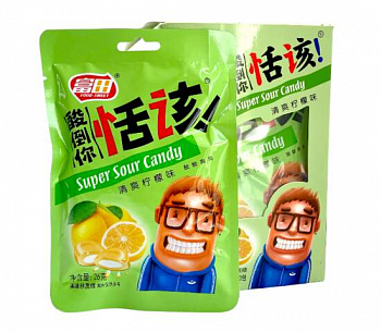 Жевательные конфеты "Super Sour Candy" Лимон 36гр 1шт/20уп